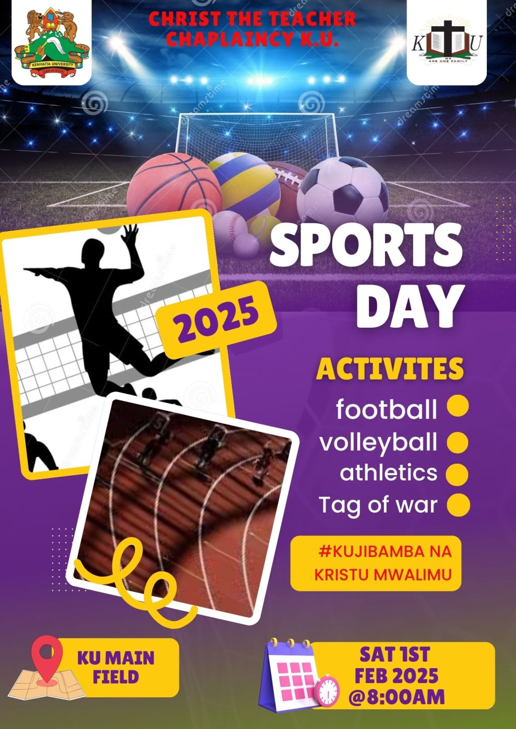 a poster of kucc sports day 2025